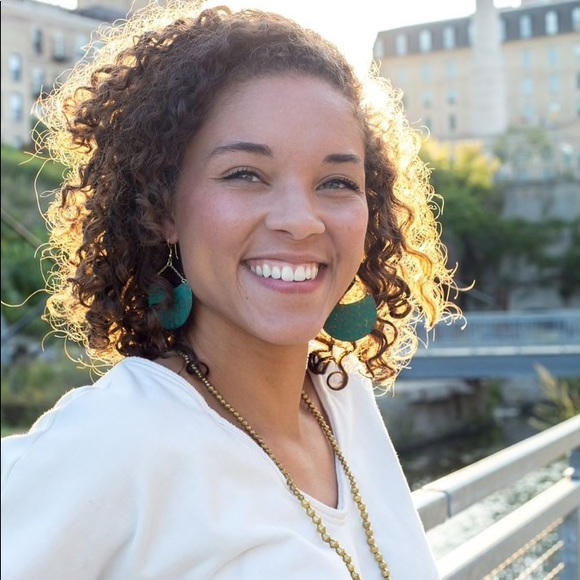 Teal Fan Earrings Fair Trade Handmade by Artisans - Picture 3 of 4